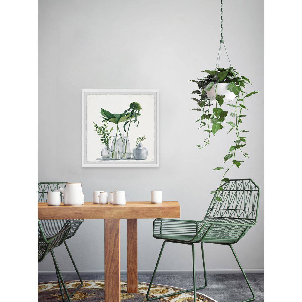 Clear Greens White Framed Nature Print on Canvas 12" x 12"