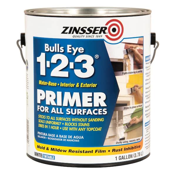 Zinsser Bulls Eye 1-2-3 1 Gal. White Water Based Interior/Exterior Primer and Sealer (Case of 2)