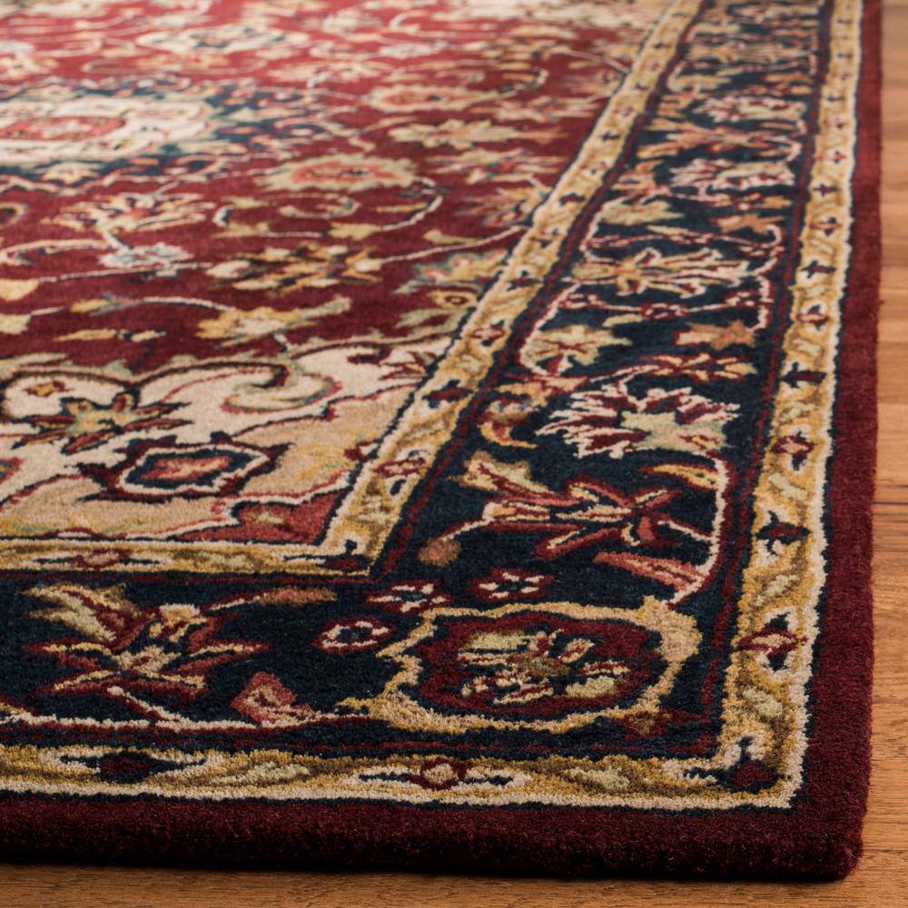 Classic Burgundy and Navy Hand-Tufted Wool Area Rug