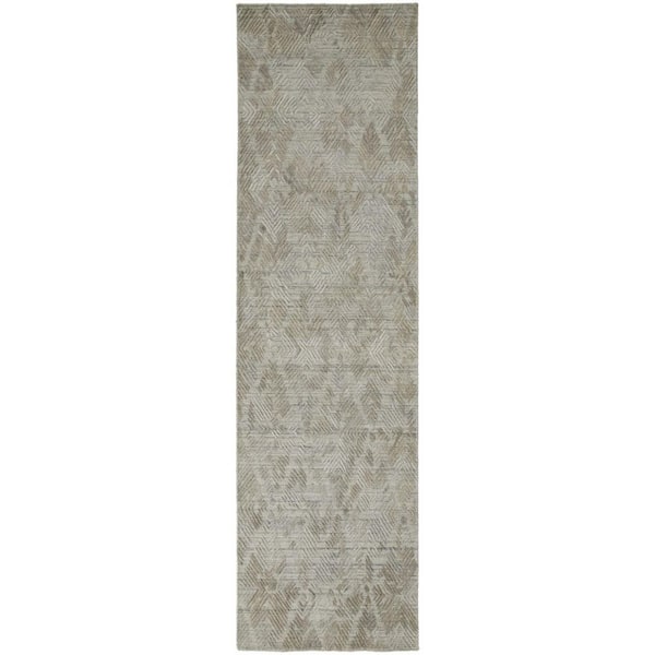 HomeRoots Taupe 2 ft. x 10 ft. Abstract Area Rug