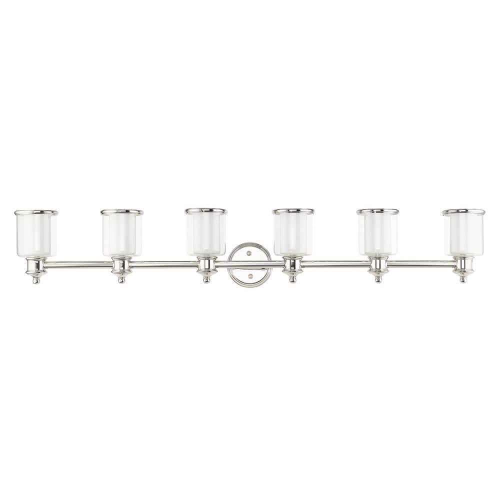Polished Nickel 6-Light Dimmable Outdoor Vanity Sconce