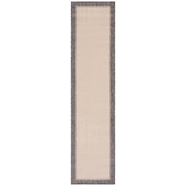 Martha Stewart Camel/Brown 2 ft. x 9 ft. Runner Border Geometric Indoor/Outdoor Area Rug