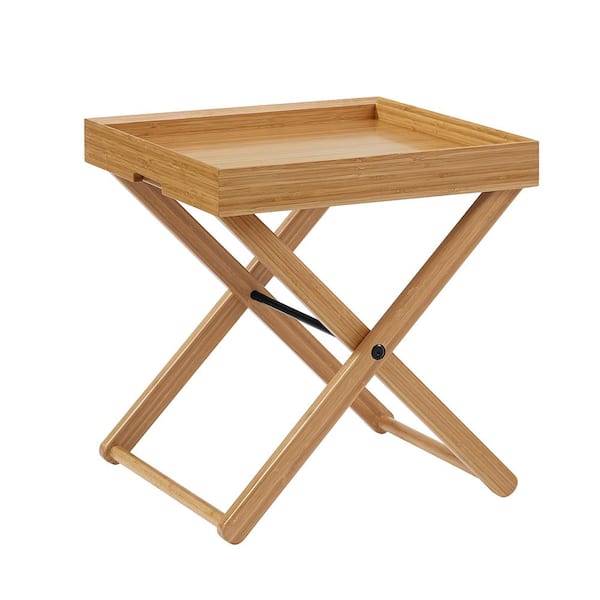 Unbranded Tripp Brown Natural Bamboo Serving Trays Table 19 in. D x 19 in. W x 21 in. H