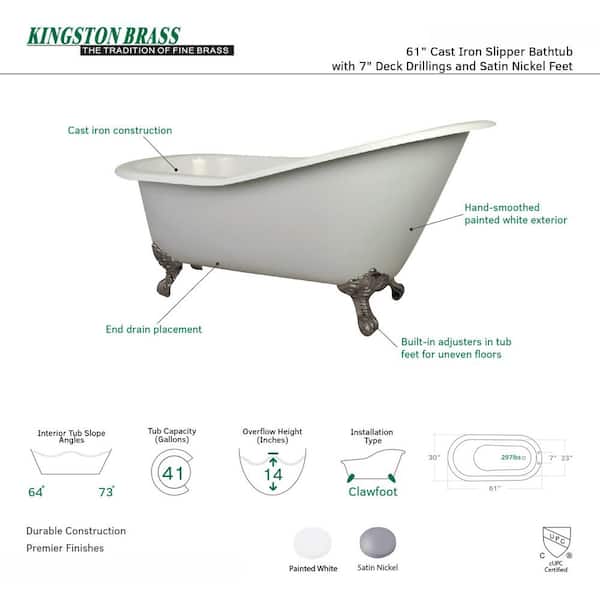 H.eden Kingston Brass Aqua Eden 51 in. x 26 in. Acrylic