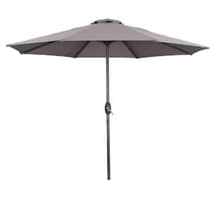 9 ft. Aluminum Brown Outdoor Tiltable Patio Umbrella Market Umbrella With Crank Lifter