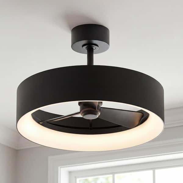 Aiden 24 in. Indoor Black 8 Steps CCT 17.7 in. Integrated LED Ceiling Fan with Remote Included