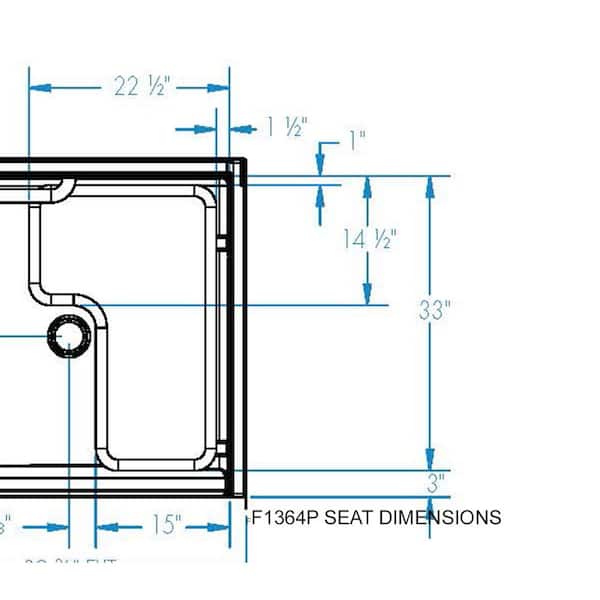 Aquatic - Accessible Diagonal Tile AcrylX 36 in. x 36 in. x 76 in. 4-Piece Shower Stall w/ Left Seat and Grab Bars in White
