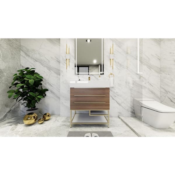 BV Better Vanity Bethany 30 in. W x 20 in. D x 36 in. H Single Sink Freestanding Bath Vanity in Rosewood with White Acrylic Top