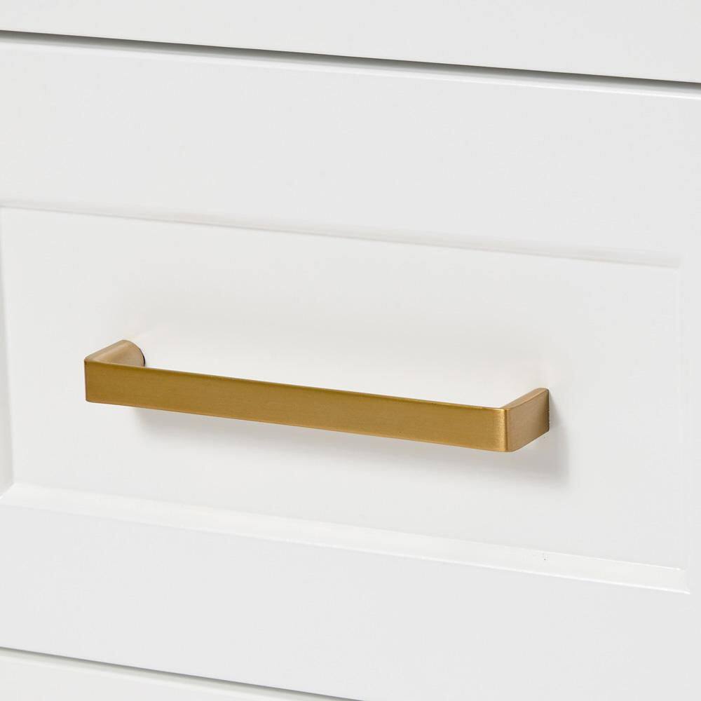White Wood Freestanding Bathroom Vanity with Brass Hardware, 42 inches