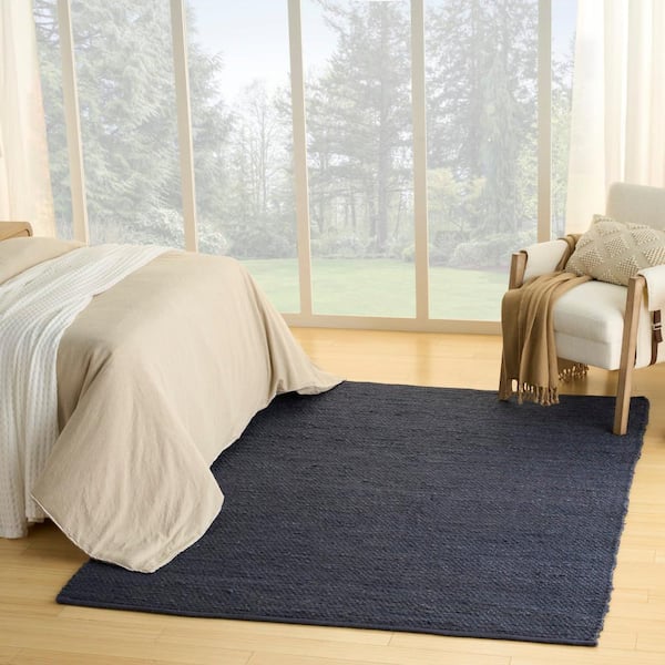 Natural Jute Navy 5 ft. x 7 ft. All-over design Contemporary Area Rug