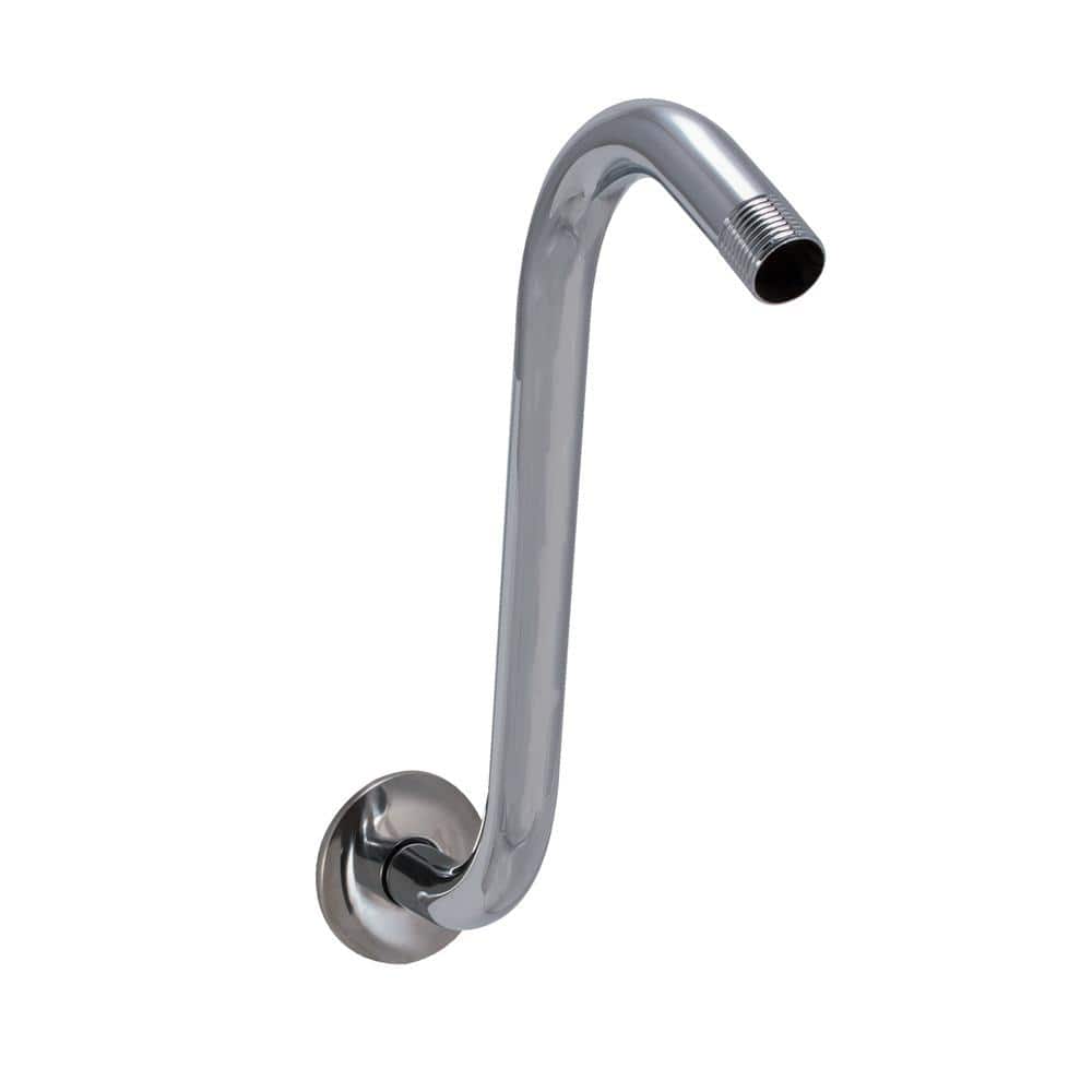 8-Inch Chrome S-Shaped Brass Shower Arm with Flange