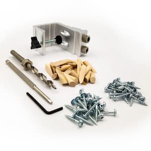 76-Piece Aluminum Pocket Hole Jig Kit with Pocket Screws Dowels and Storage Case