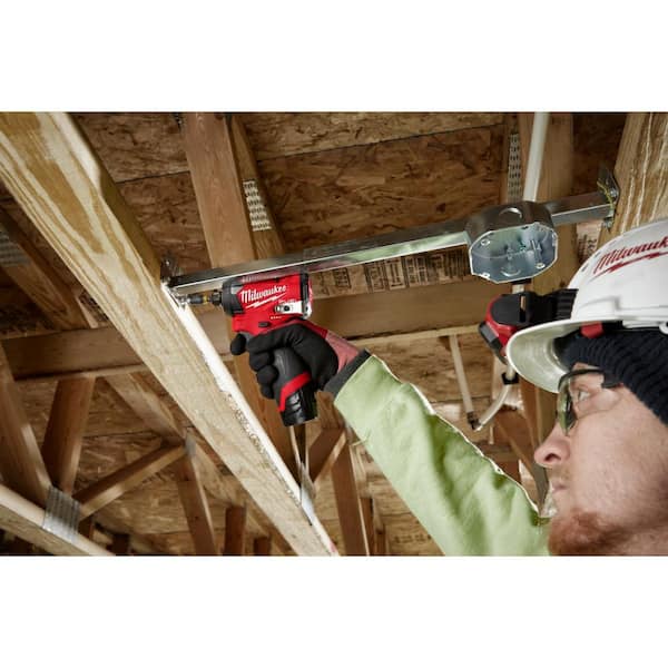 Milwaukee - M12 FUEL 12-Volt Li-Ion Brushless Cordless Hammer Drill and Impact Driver Combo Kit (2-Tool) with M12 3/8 in. Ratchet