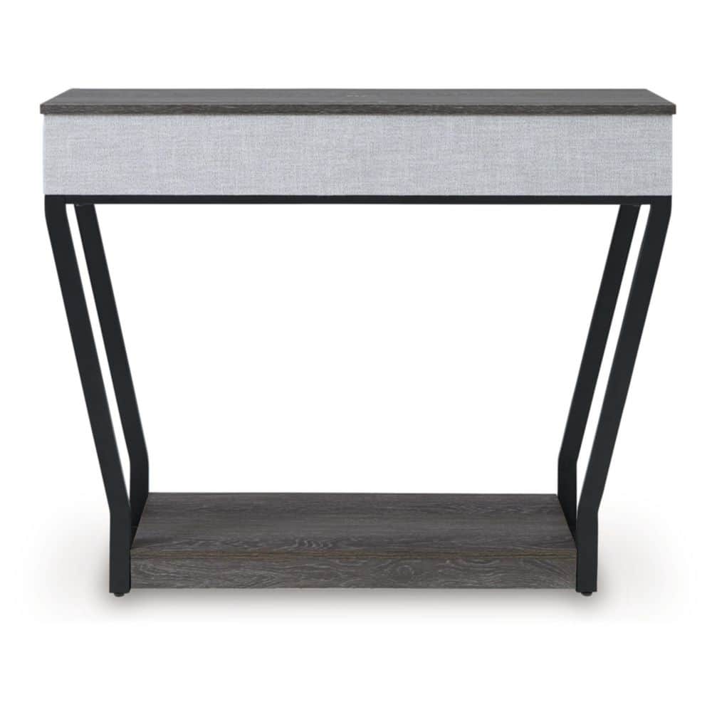 Gray and Black Rectangular Console Sofa Table with Storage