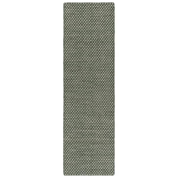 Vermont 2 ft. x 8 ft. Green/Ivory Pebble Weave Washable Runner Rug