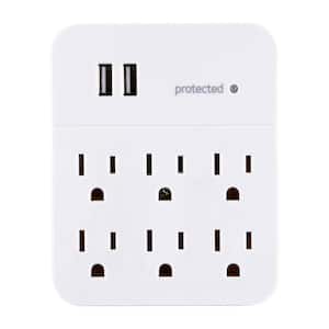 6-Outlet 2 USB Charging Surge Protector Tap, White