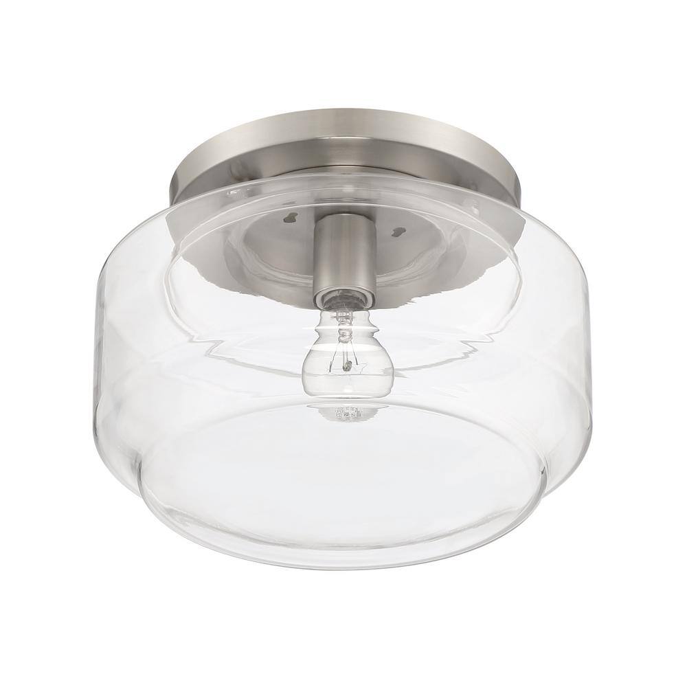 Contemporary Clear Globe LED Ceiling Light in Brushed Nickel