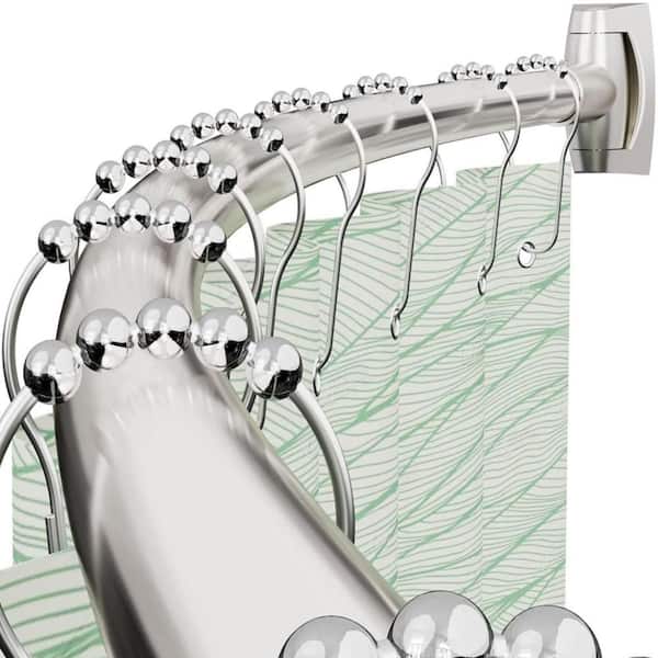 40-72 in. Adjustable Curved Shower Curtain Rod in Brush Nickel, Aluminum Rustproof Round Shower Curtain Rod for Bathroom