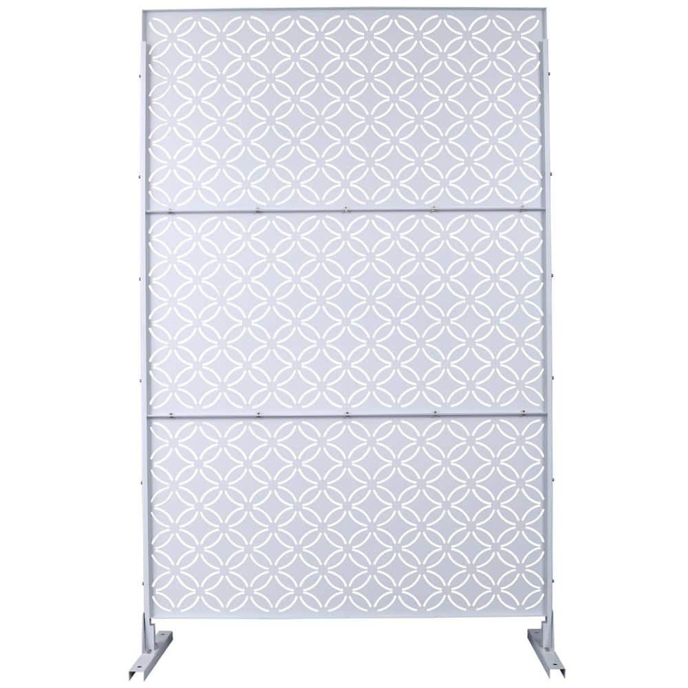 6.3 ft. x 4 ft. White Steel Freestanding Flat Flat Top Decorative Privacy Screen Metal Fence Panel price history on PriceWatchPro