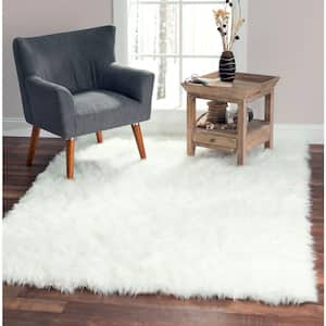 White 3 ft. x 5 ft. Made in France Faux Fur Luxuriously Soft and Eco Friendly Rectangle Area Rug