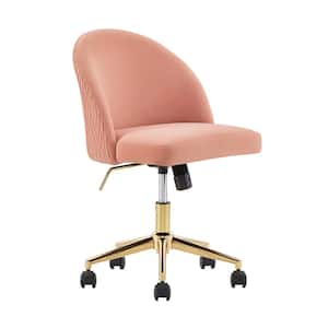 Pink Arc Back Velvet Ripple Pattern Office Chair