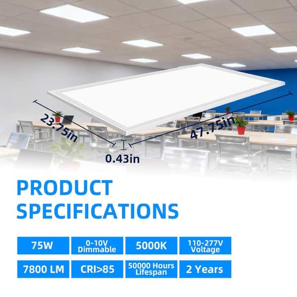 Bieuoram 2 ft. x 4 ft. 7800 Lumens Integrated LED Panel Light