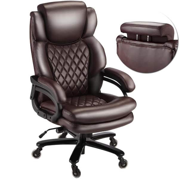PU Leather Ergonomic Executive Office Chair 500lbs 360 Swivel Computer Desk Chair with Adjustable Support Lumbar, Brown
