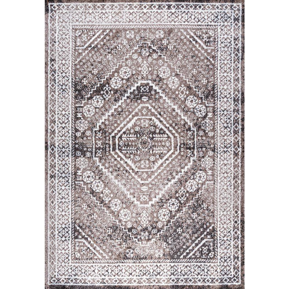 Bohemian Bliss Brown/Ivory Medallion 8'x10' Easy-Care Area Rug