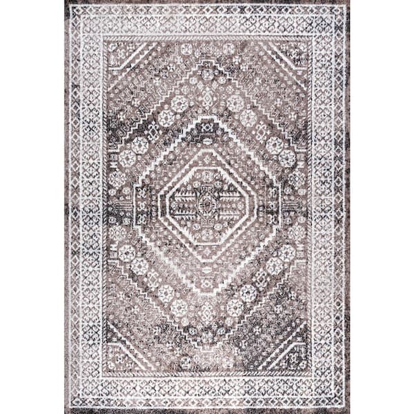 Boho Brown/Ivory 8 ft. x 10 ft. Cottage Medallion Area Rug
