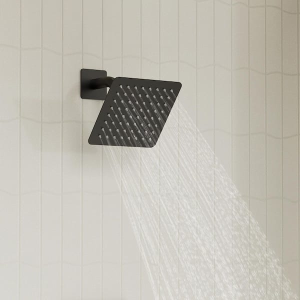1-Spray Pattern with 1.8 GPM 6 in. Wall Mount Rain Fixed Shower Head in Matte Black