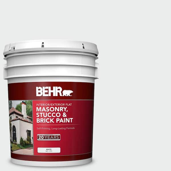 5 gal. #BWC-12 Vibrant White Flat Interior/Exterior Masonry, Stucco and Brick Paint