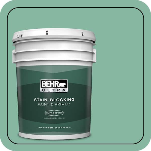 BEHR ULTRA 5 gal. #480D-4 Indian Ocean Extra Durable Semi-Gloss Enamel Interior Paint & Primer