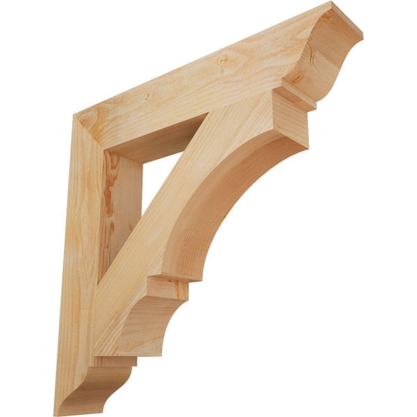 Ekena Millwork 6 in. x 34 in. x 34 in. Douglas Fir Balboa Traditional Rough Sawn Bracket