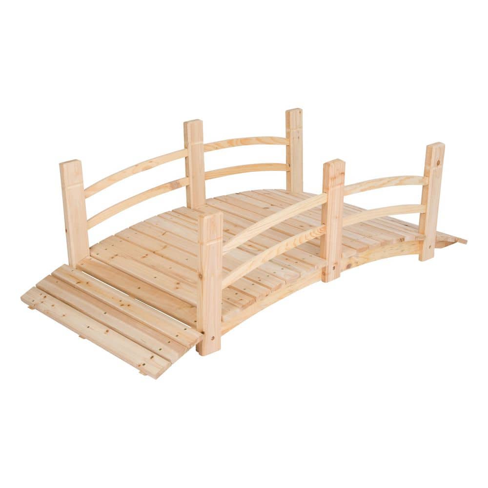 Natural Cedar 5-Foot Garden Bridge with Side Rails