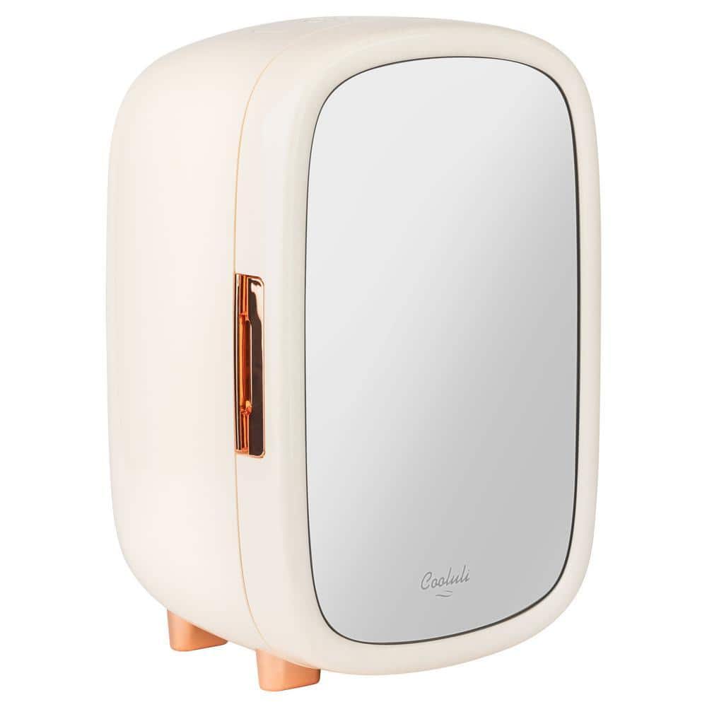 Beauty 0.42 cu. ft. Retro Mini Fridge in White Mirror without Freezer