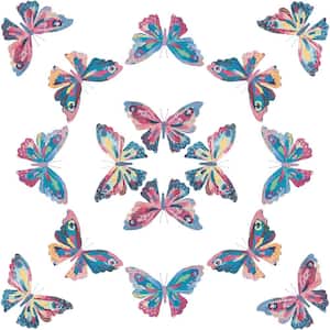 EttaVee Pink and Blue Papillon Vinyl Peel and Stick Wallpaper
