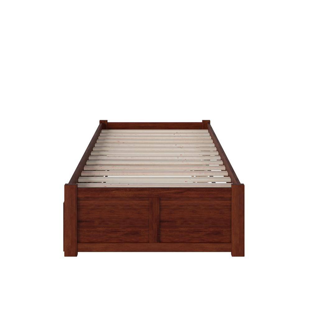 Concord Twin XL Platform Bed with Trundle in Walnut Finish