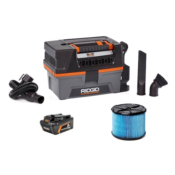 3 Gal. 18V Cordless Handheld NXT Shop Vacuum HD0318 Wet Dry Vac with Filter, Hose, Accessories and 8.0 Ah Battery