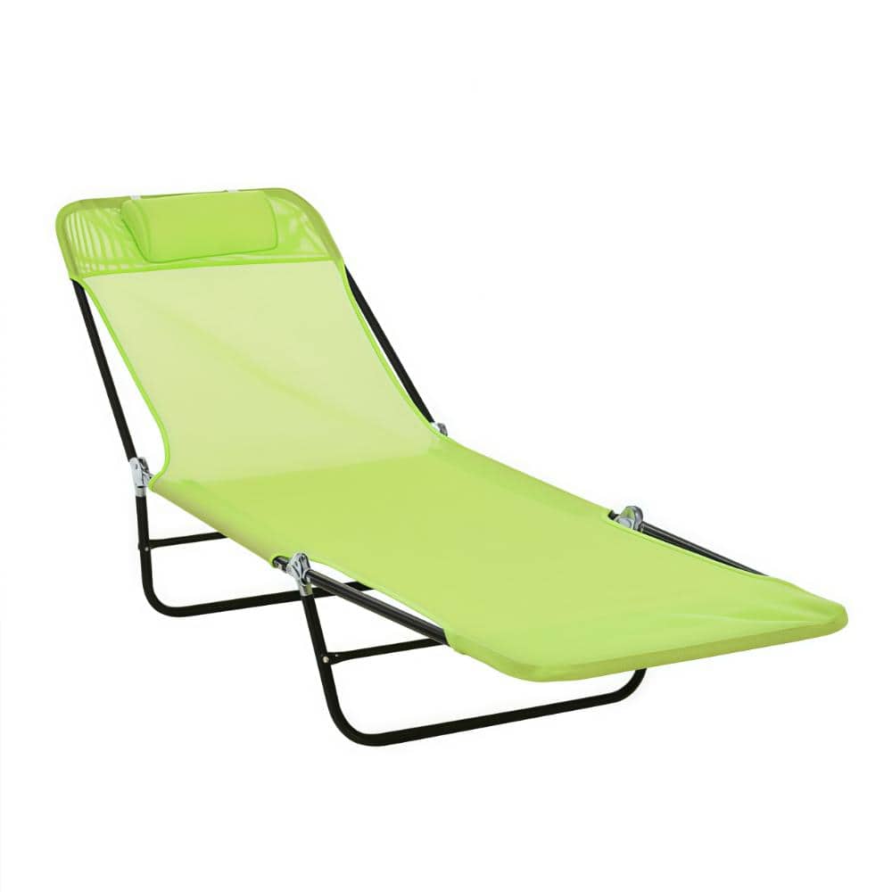 Outdoor Folding Chaise Lounge Chair, Pool Sun Tanning Chair with Reclining Back, Breathable Mesh Seat, Headrest, Green price history on PriceWatchPro
