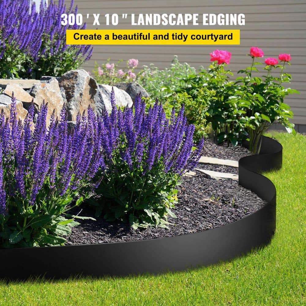 Black Vinyl 10" x 300 ft Landscape Edging Roll