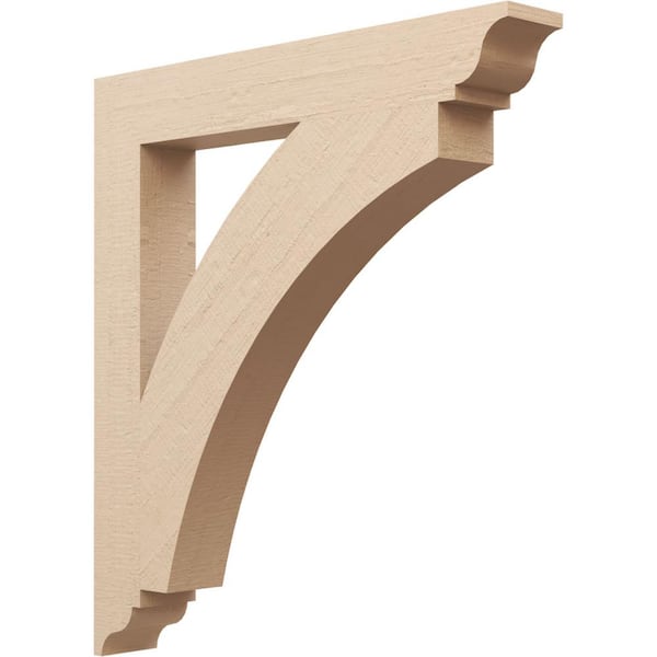 Ekena Millwork 5.5 in. x 44 in. x 40 in. Thorton Traditional Rough Cedar Woodgrain Timberthane Polyurethane Bracket, Primed Tan