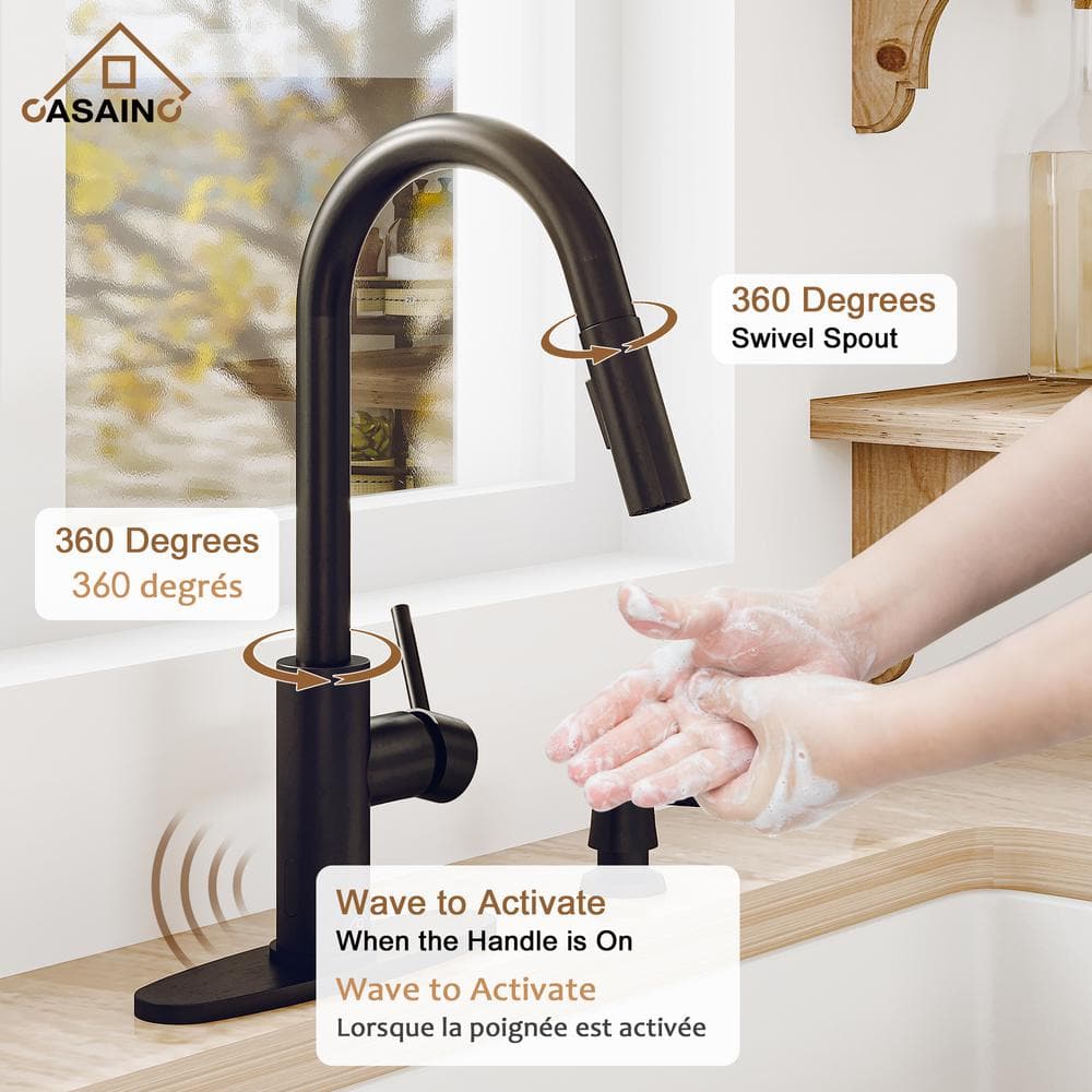Matte Black Stainless Steel Pull Down Sprayer Kitchen Faucet