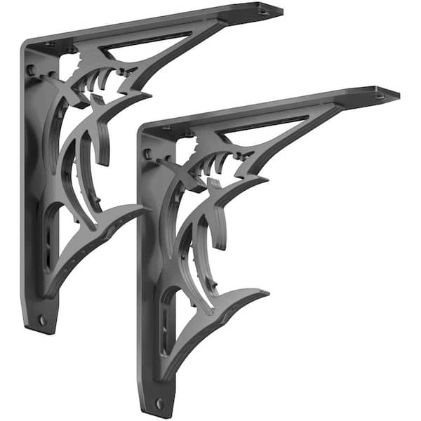 Starby Billfish 10 in. L Black Steel Heavy Duty Floating Shelf Bracket (2 Pack)