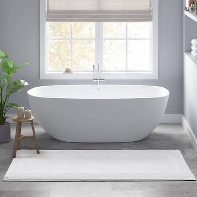 Splendor White 24 in. x 72 in. 100% Cotton Tufted 3000 GSM Reversible Bath Rug