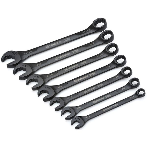 Crescent X6 SAE Ratcheting Open End Combination Wrench Set with Storage Rack (7-Piece)