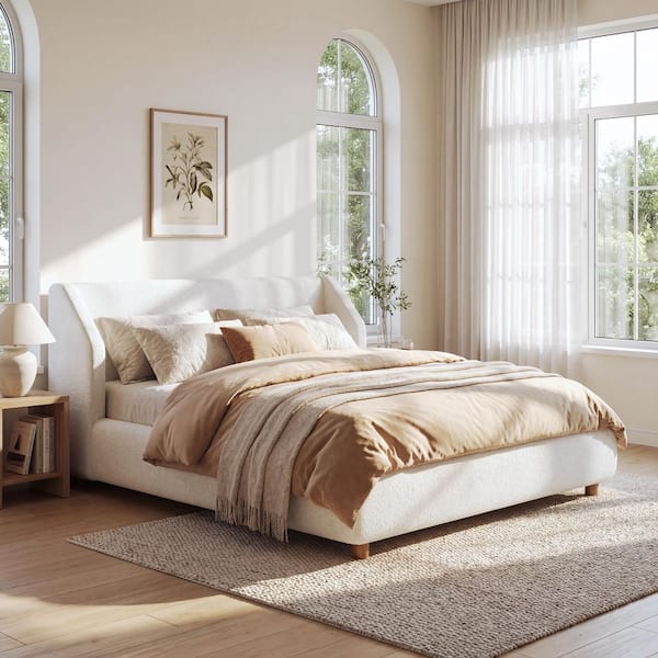 CHRISTOPHER KNIGHT HOME Ulva White Wood Frame Queen Size Boucle ...