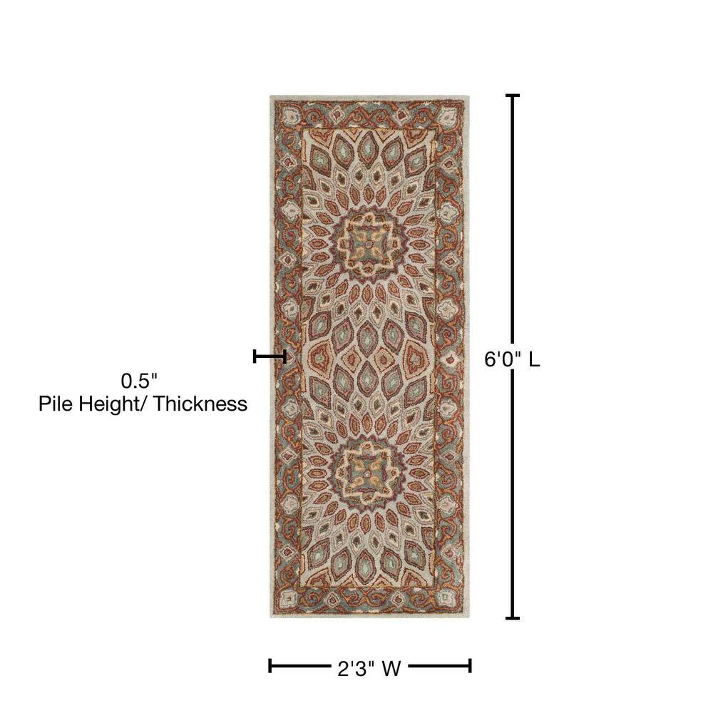 Hand-Tufted Traditional Blue/Grey Wool Runner Rug - 2'3" x 6'