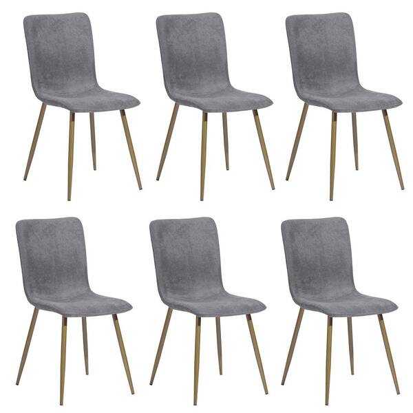 Furniturer Scargill Grey Fabric, Gray Upholstered Dining Chairs Set Of 6