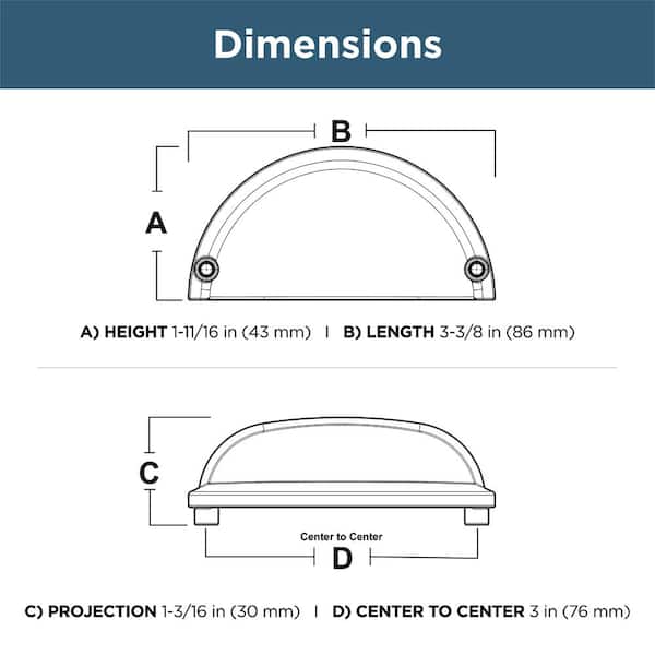 Essentials 3 in. (76mm) Center-to-Center Matte Black Cup Pull (12-Pack)