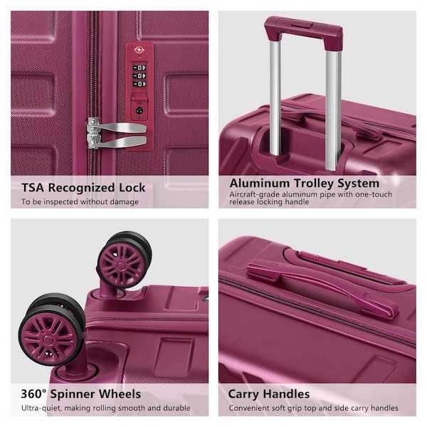 ELITE LUGGAGE Elite Purple Luggage Whitfield 5-Piece Soft side Lightweight  Rolling Luggage Set EL08094L - The Home Depot